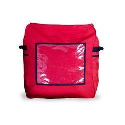 Insulated Food Delivery Bag with Clear Pocket – Red
